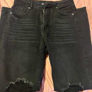 Black Shein High Rise Straight Leg Jeans SMALL